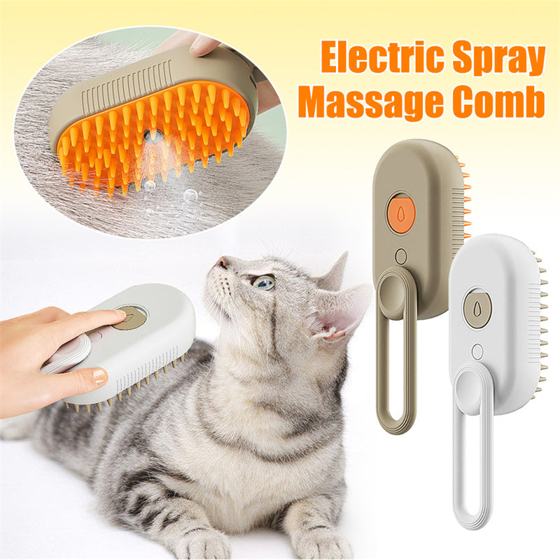 Pet Steam Brush 3 in 1 Electric Spray Cat Dog Hair Brush for Massage Grooming Hair Removal